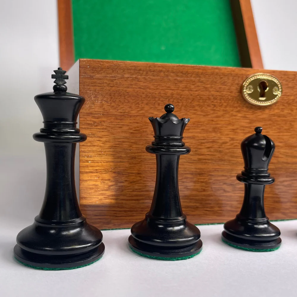1854 Edition 3.5" Chess Pieces in Mahogany Box - Image 4