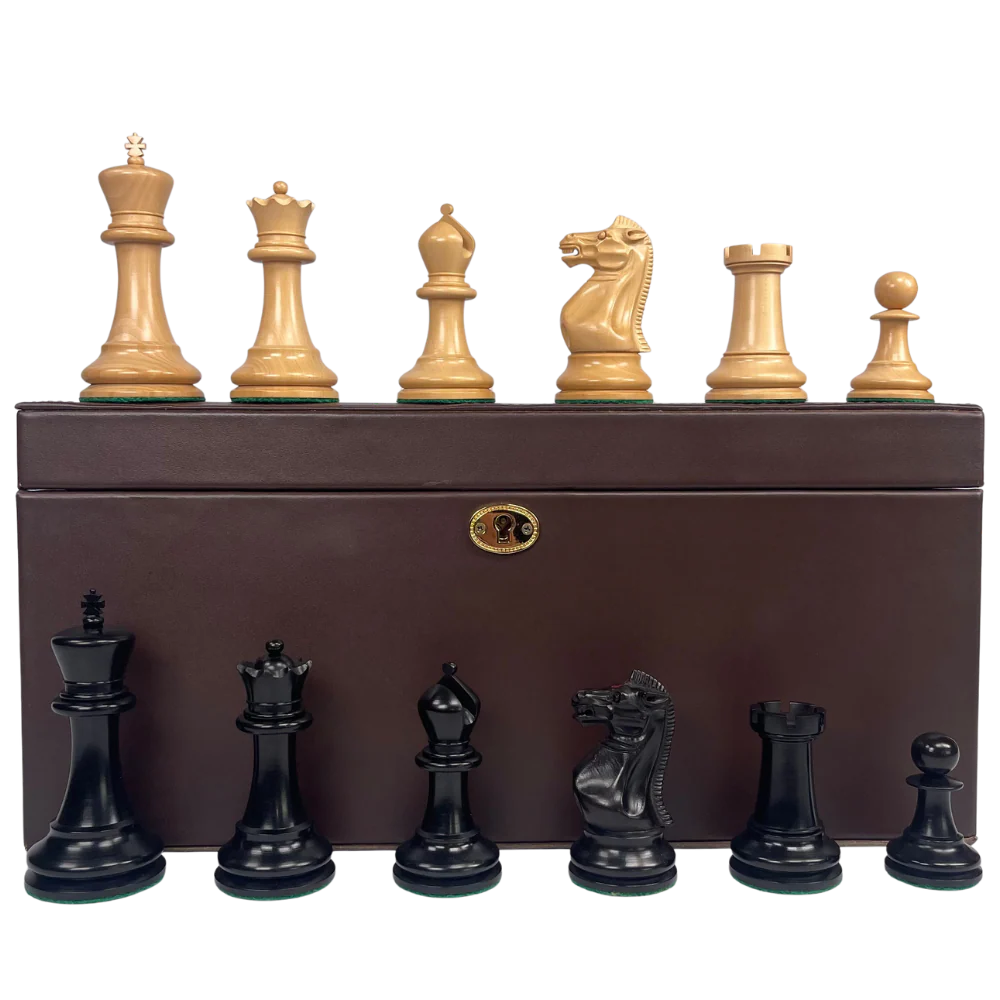 1855 Edition 4" Chess Pieces in Leather Casket