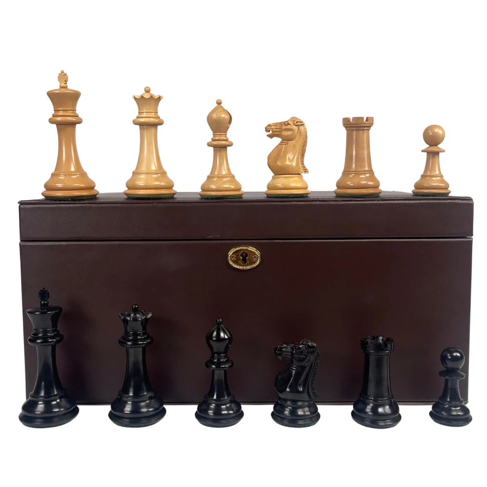1894 Edition 4" Chess Pieces in Leather Casket
