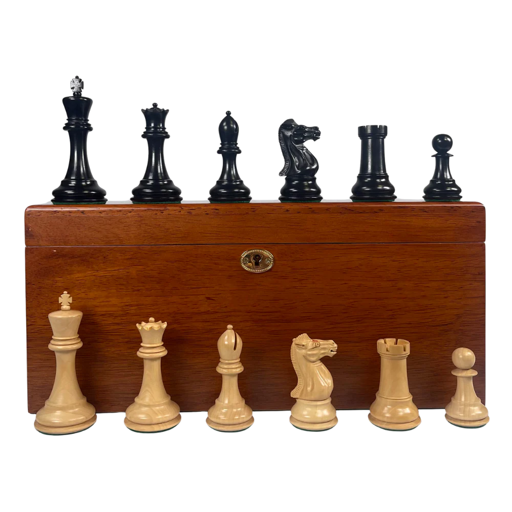 1894 Edition 4" Chess Pieces in Mahogany Casket