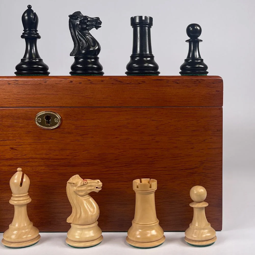1894 Edition 4" Chess Pieces in Mahogany Casket - Image 2