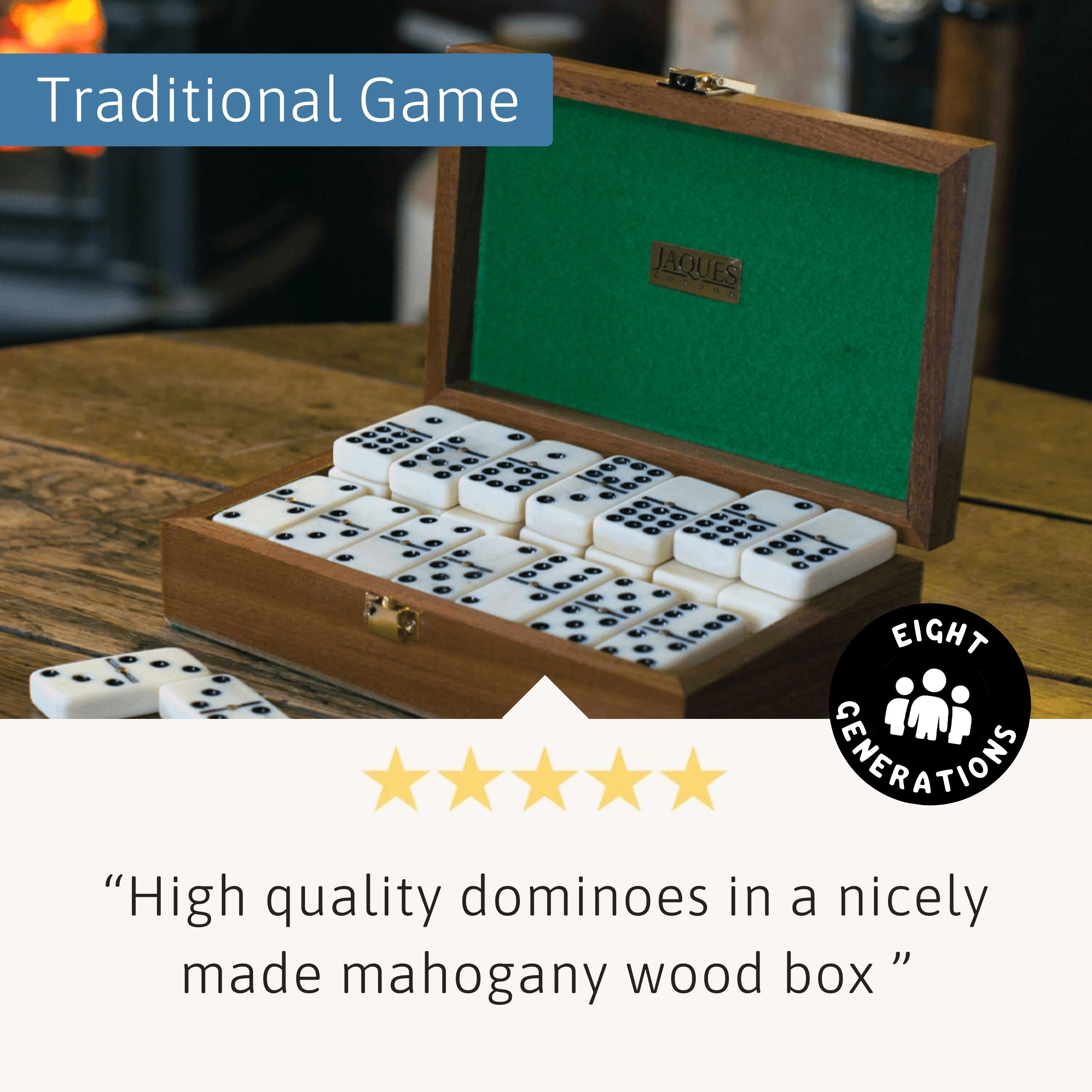 Double Six Dominoes - Dominoes Set with Mahogany Case - Image 4