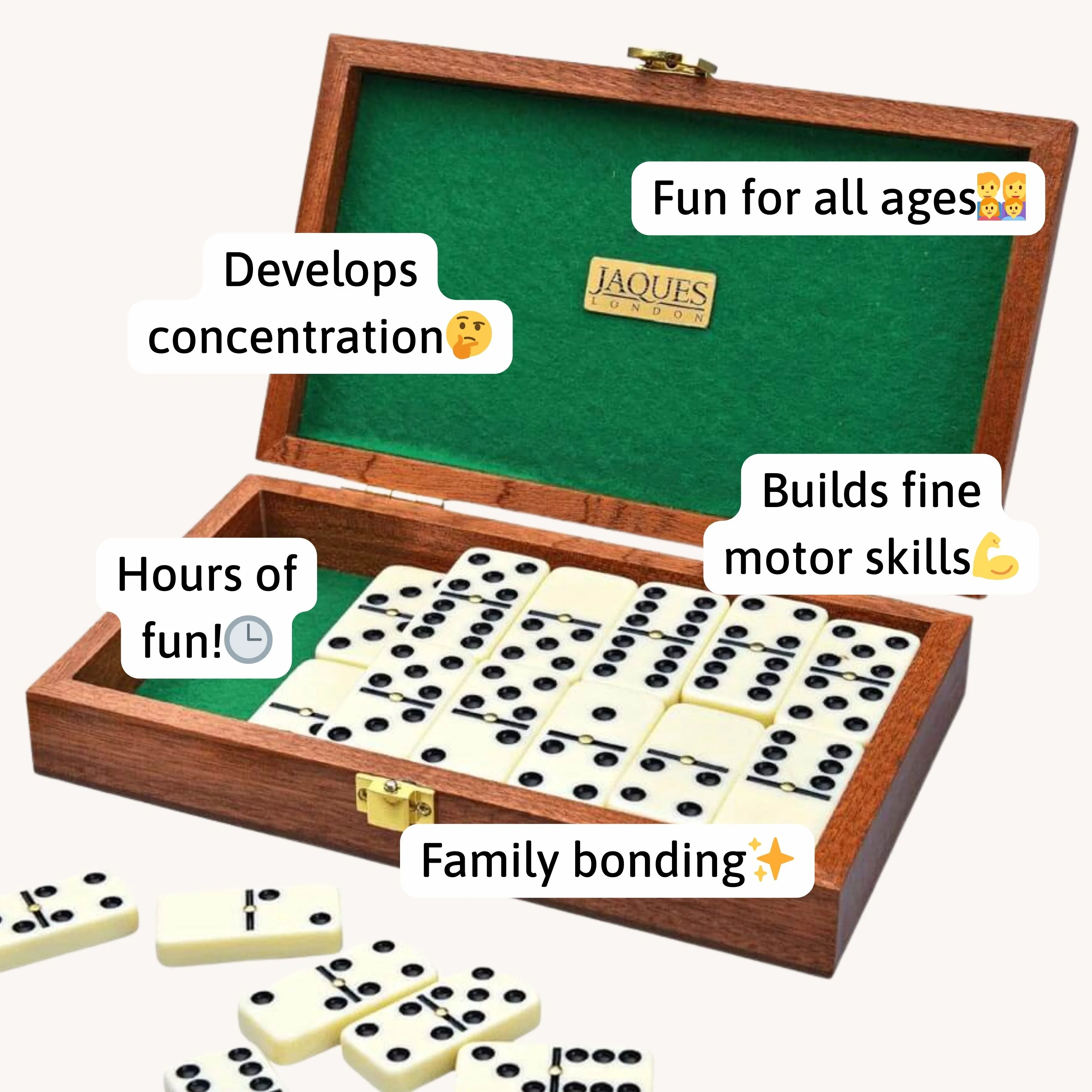 Double Six Dominoes - Dominoes Set with Mahogany Case - Image 6