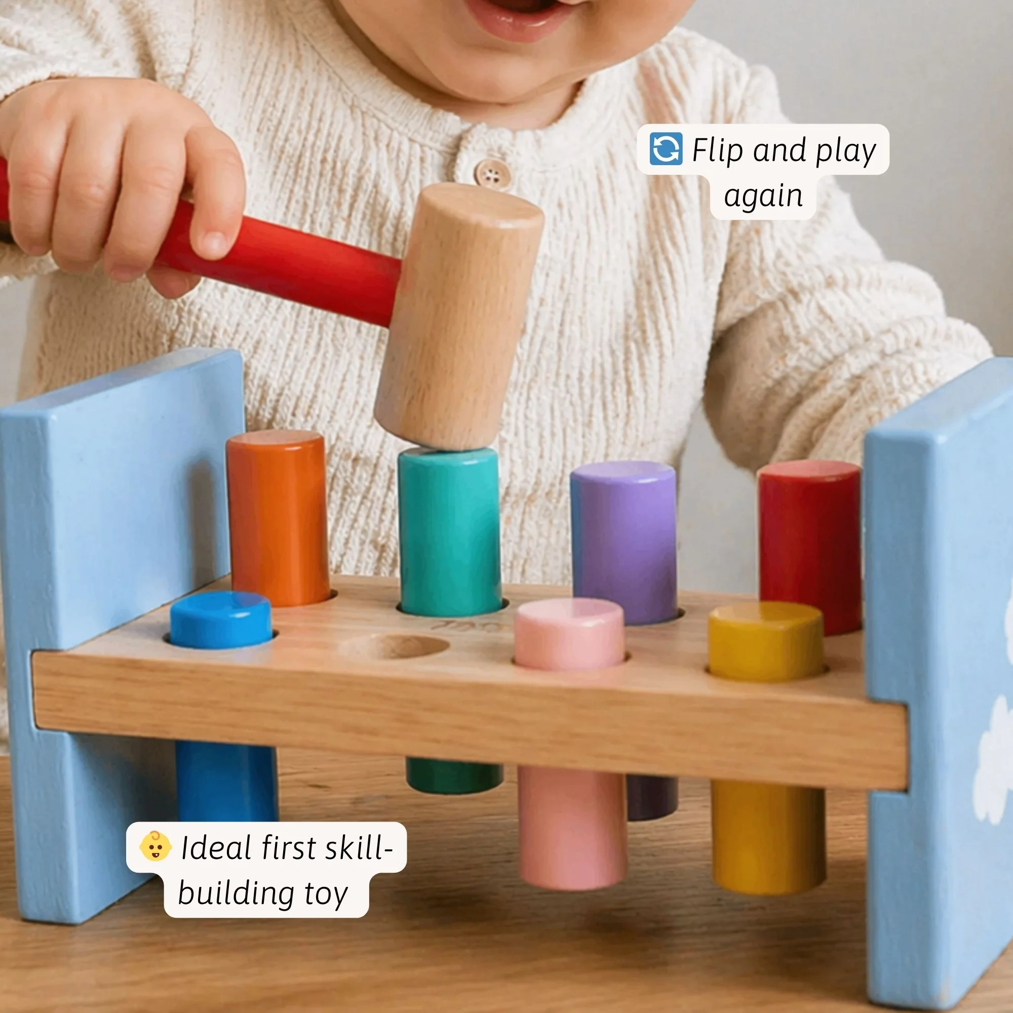 Wooden Hammer Bench - Toddler Toy - Image 3