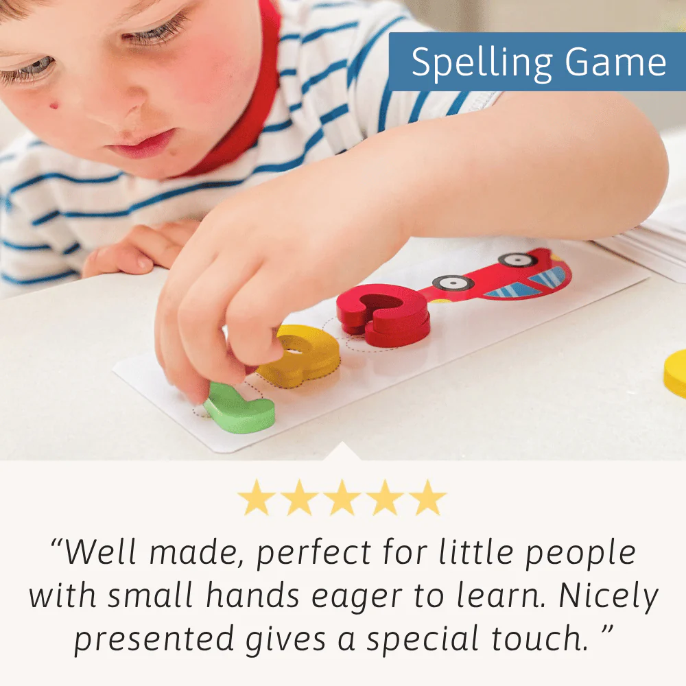 Kids' Spelling Game - Wooden Letters & Word Cards - Image 3