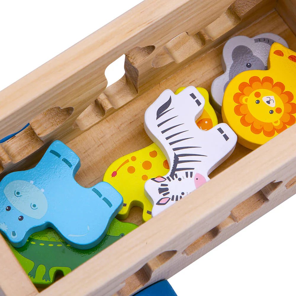 Safari Animals Toy - Wood Car Toy - Image 3