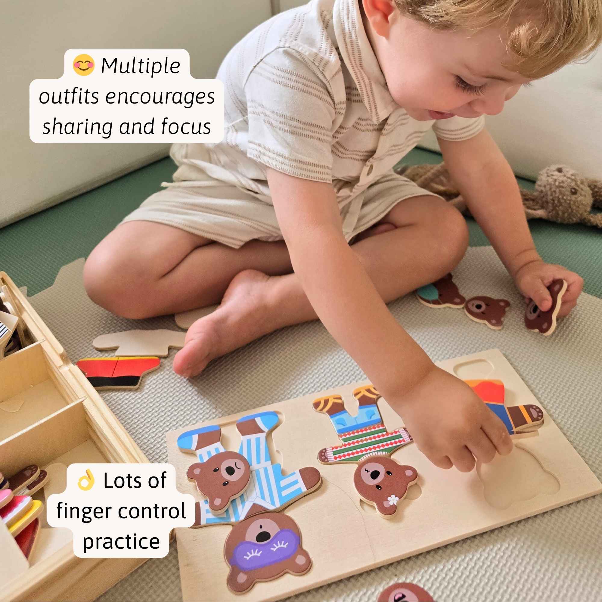 Wooden Puzzle Game - Bears Dress Up Set - Image 2