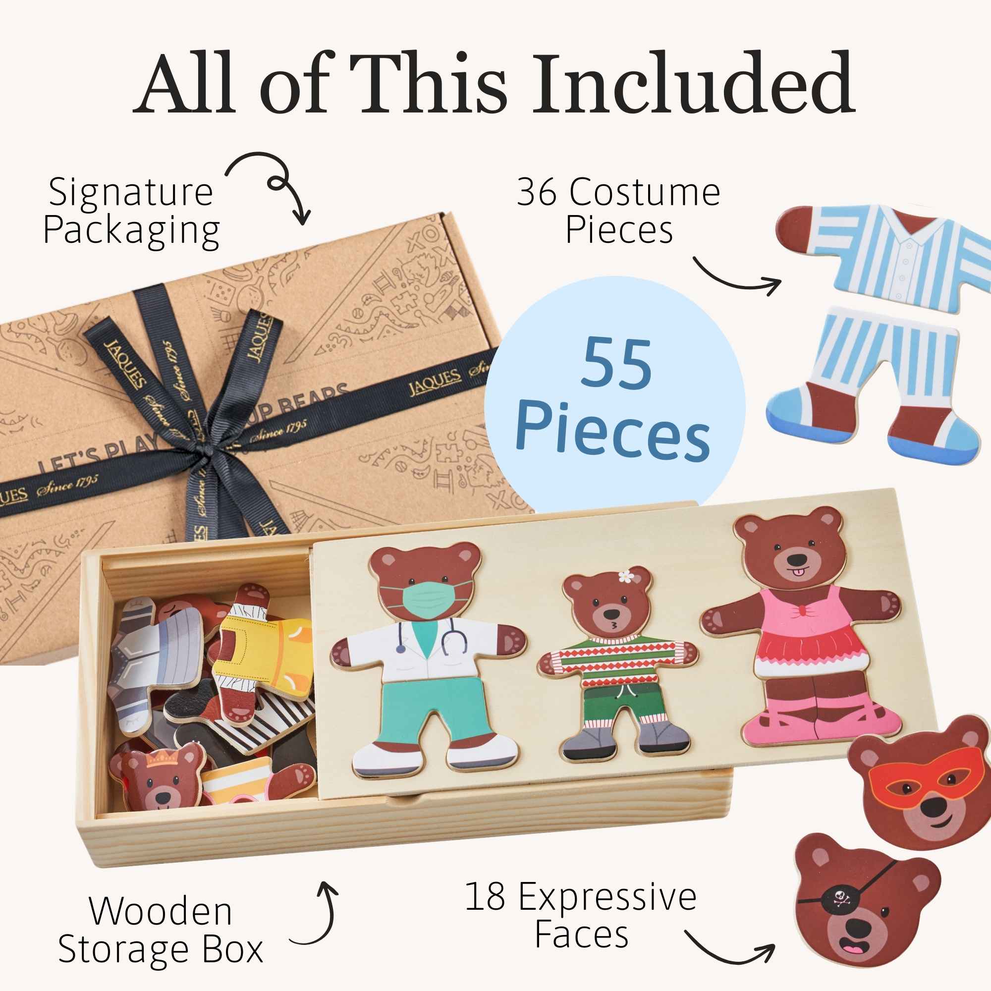 Wooden Puzzle Game - Bears Dress Up Set - Image 5