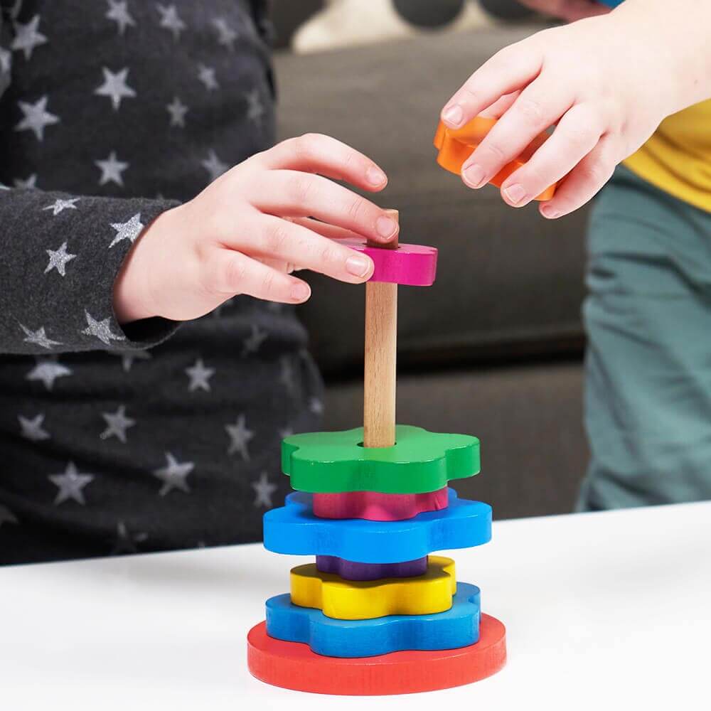 Stacking Rings Toy - Wooden Rainbow Toy - Image 4