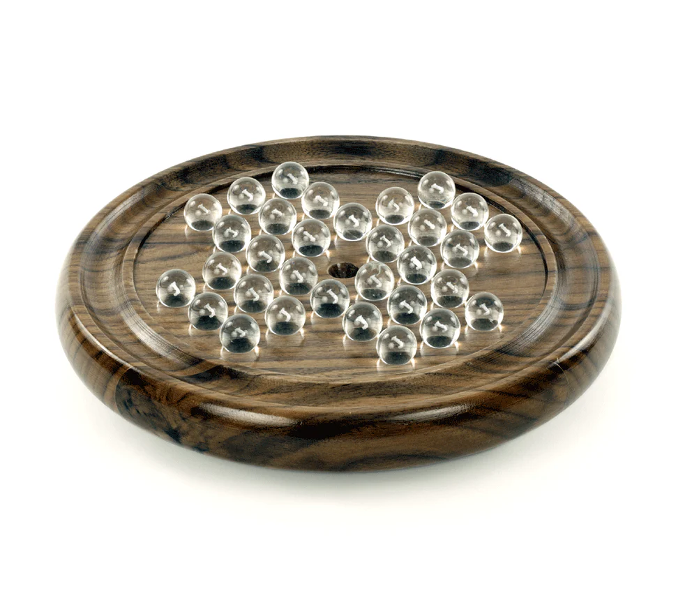 Solitaire With Marbles - 9" Wooden Solitaire