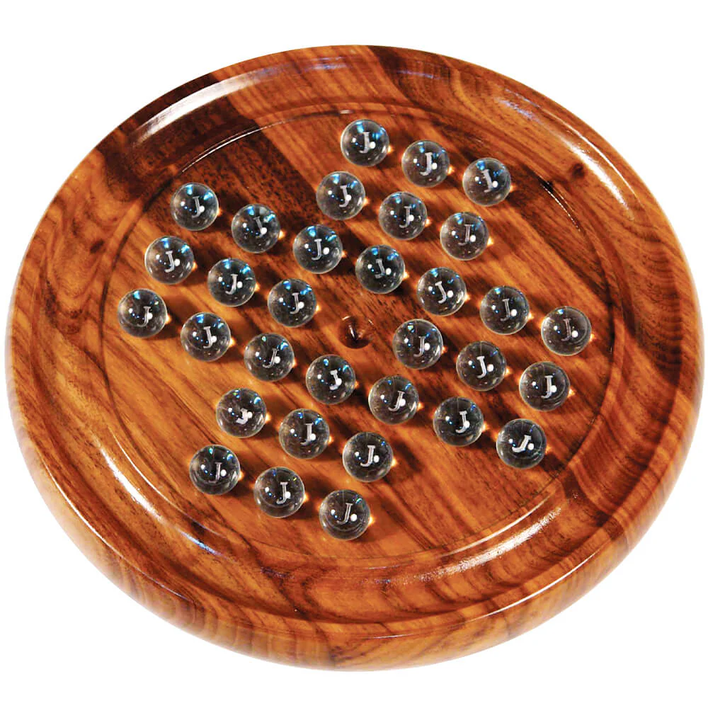 Solitaire With Marbles - 9" Wooden Solitaire - Image 3