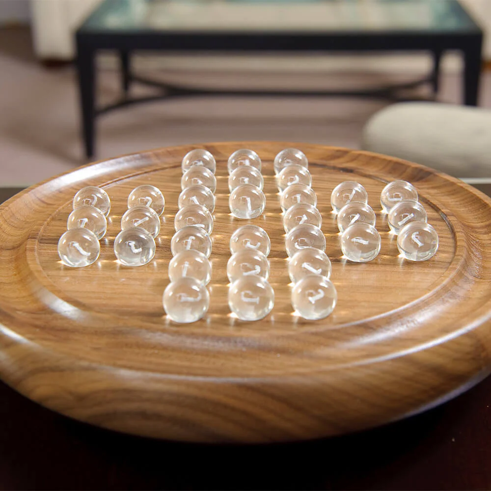 Solitaire With Marbles - 9" Wooden Solitaire - Image 4