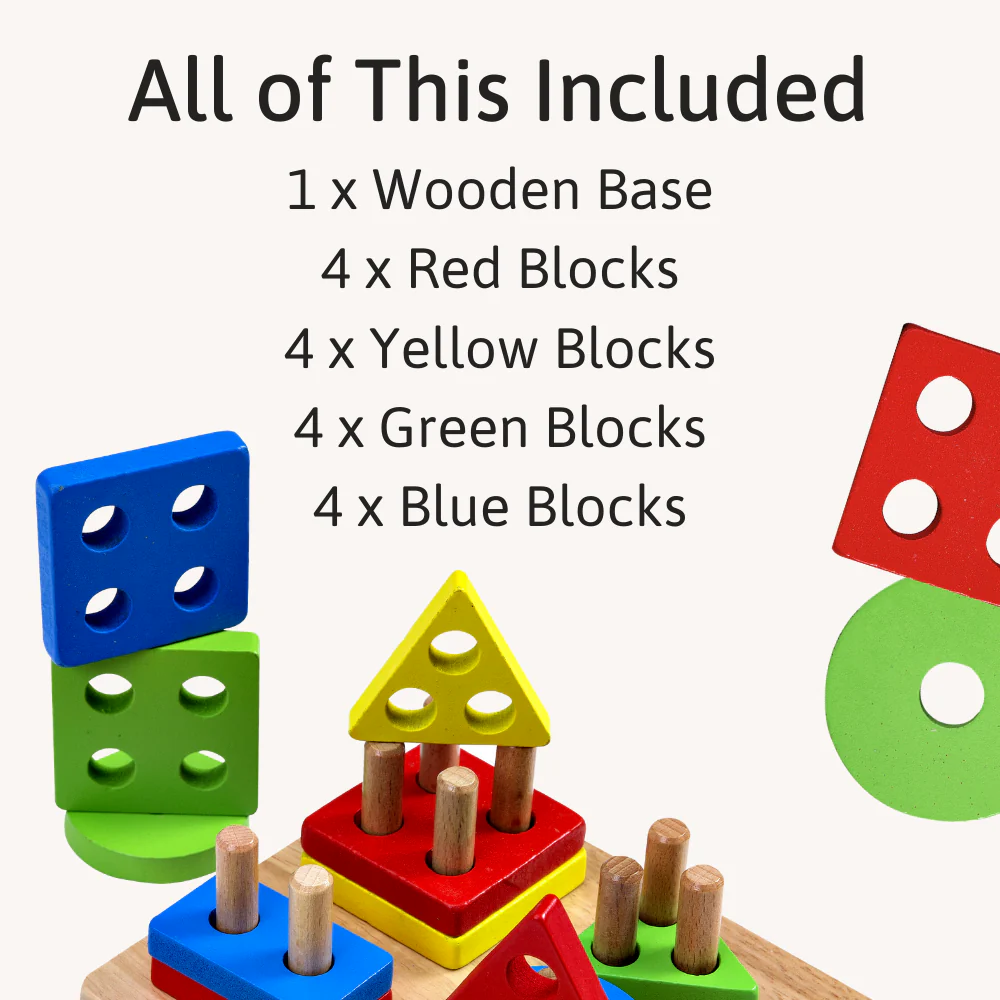 Wooden Puzzle Board - Geometric Stacking Toy - Image 3