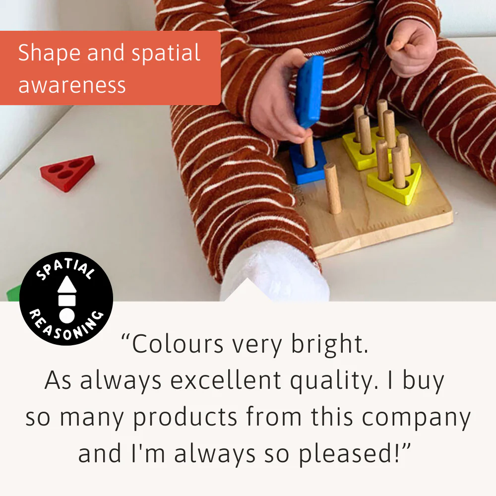 Wooden Puzzle Board - Geometric Stacking Toy - Image 5