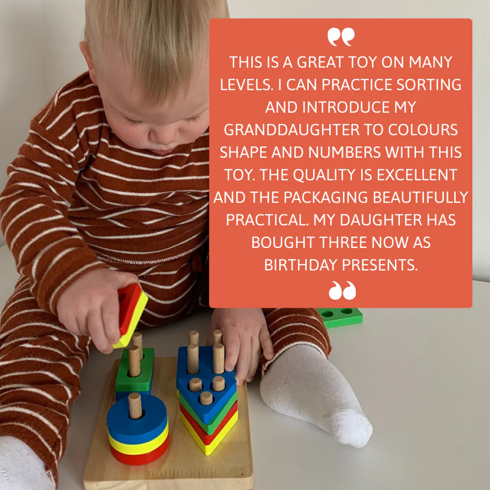 Wooden Puzzle Board - Geometric Stacking Toy - Image 6
