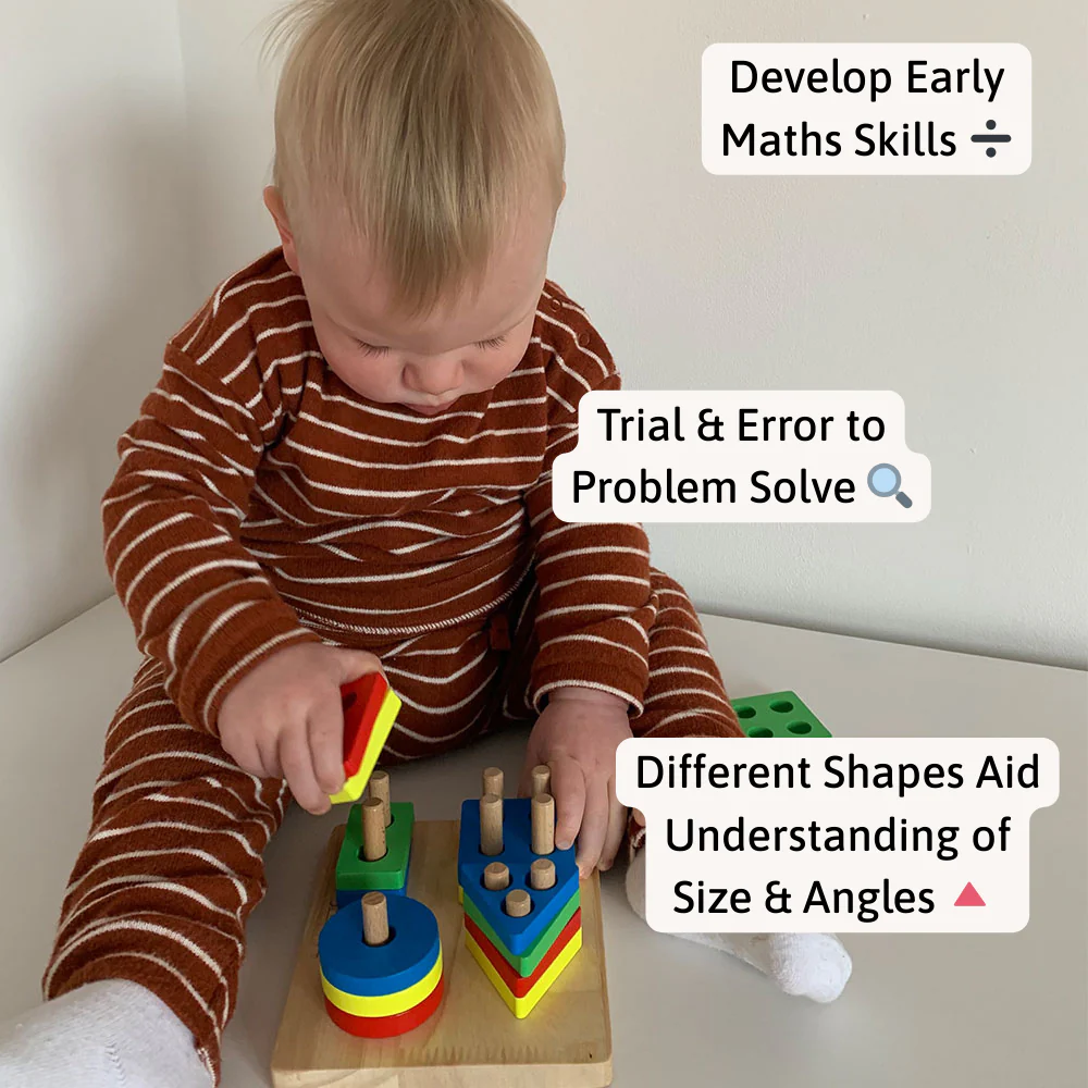 Wooden Puzzle Board - Geometric Stacking Toy - Image 7