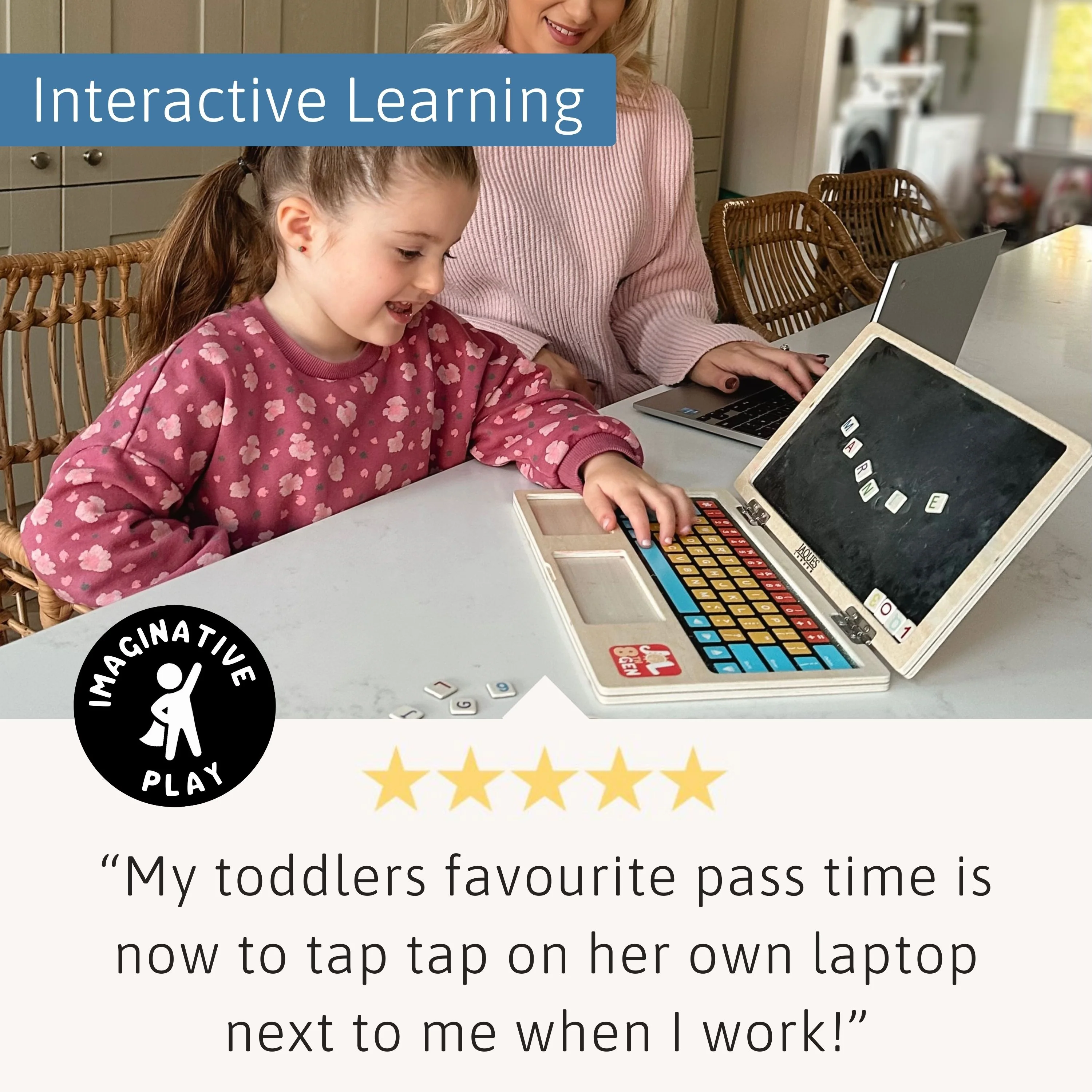 Wooden Laptop - Magnetic Toy - Image 4